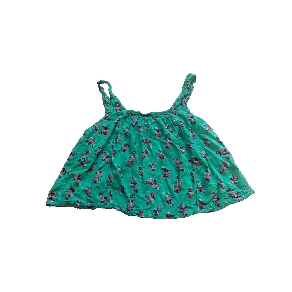 Hollister Turquoise & Pink‎ Floral Tank Blouse Open Back Crop Medium